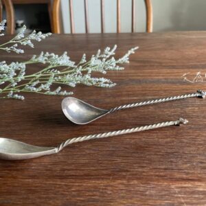 北歐老件|古董銀螺旋飾紋17cm小茶匙
