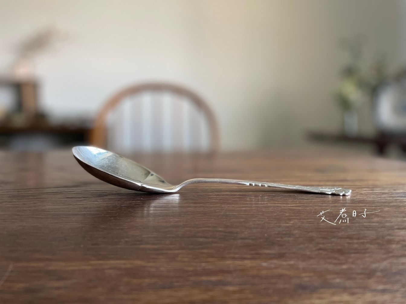 北歐老件|古董銀特殊飾紋20~22.3cm分餐勺:圖片 4