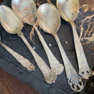 北歐老件|古董銀特殊飾紋20~22.3cm分餐勺