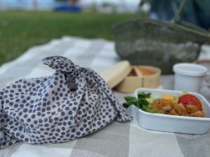 Horn Please|100%純棉 手工印刷 手帕包 點點灰紫