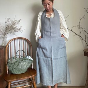 Alternative view of Horn Please|印度手工 100%麻 柔美色系 繞脖圍裙 - 灰藍