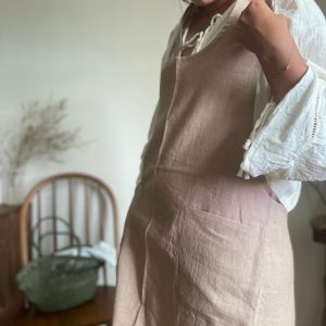 Alternative view of Horn Please｜印度手工 100%麻 柔美色系 繞脖圍裙 - 藕杏