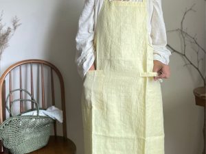 Alternative view of Horn Please｜印度手工 100%麻 可掛擦手巾 圍裙 - 溫柔黃