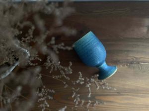 Hechimon ｜信樂燒 工匠手作 陶高腳杯 - Lager深型 (青彩釉)