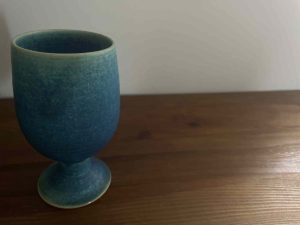 Alternative view of Hechimon ｜信樂燒 工匠手作 陶高腳杯 - Lager深型 (青彩釉)