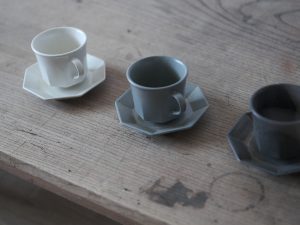 Ancient Pottery｜八角杯碟組 - 復古灰綠