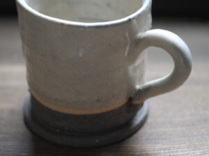 信樂燒馬克杯｜石爆紋掛釉 - 灰底直筒