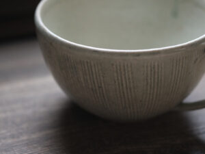 信樂燒湯杯｜白釉刷紋